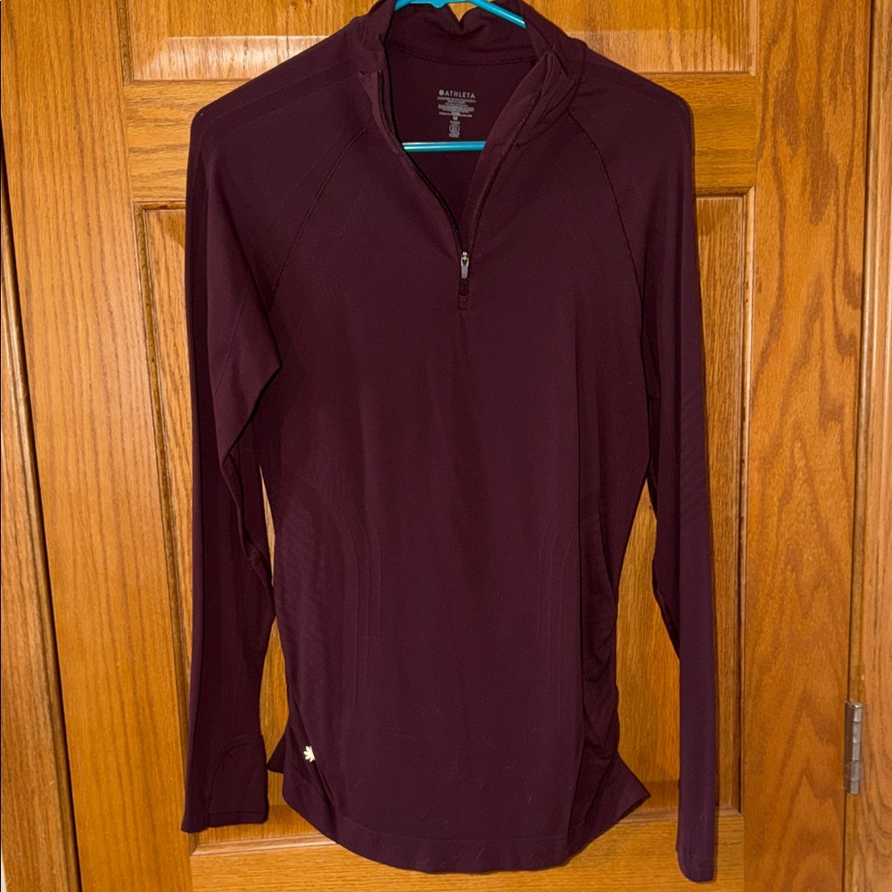 Athleta Deep Maroon Quarter-Zip Performance Pullover